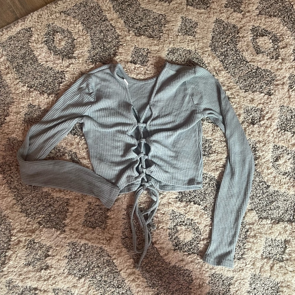 Long sleeve garage shirt with tie up back